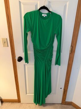 A.L.C. Emerald Green Long-Sleeve Ruched Maxi Dress